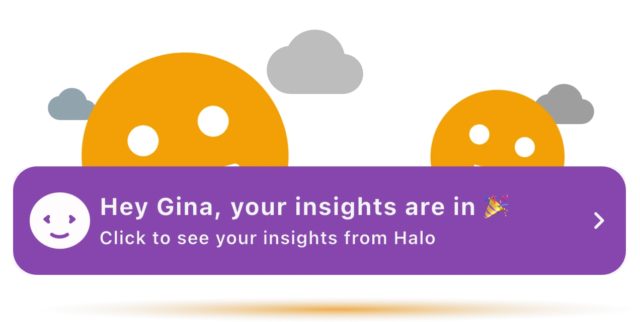 Halo AI analyzes your logs to provide actionable insights and clarity for Long COVID management Heylixir AI insights screen showing personalized Long COVID symptom, mood, and activity analysis
