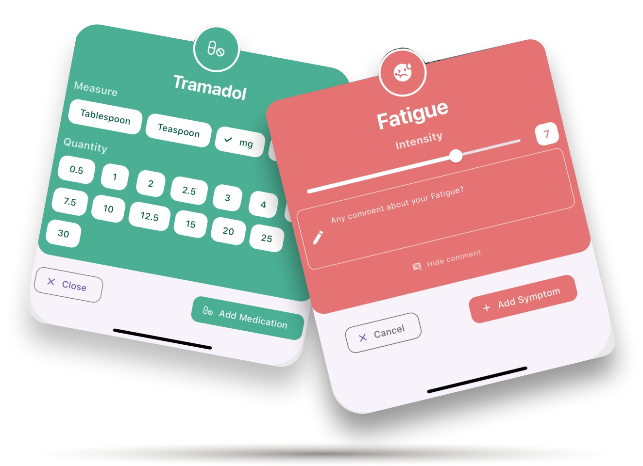 Heylixir app screenshot showing mood drivers and factors that influence emotions, helping users identify patterns and anticipate stressors